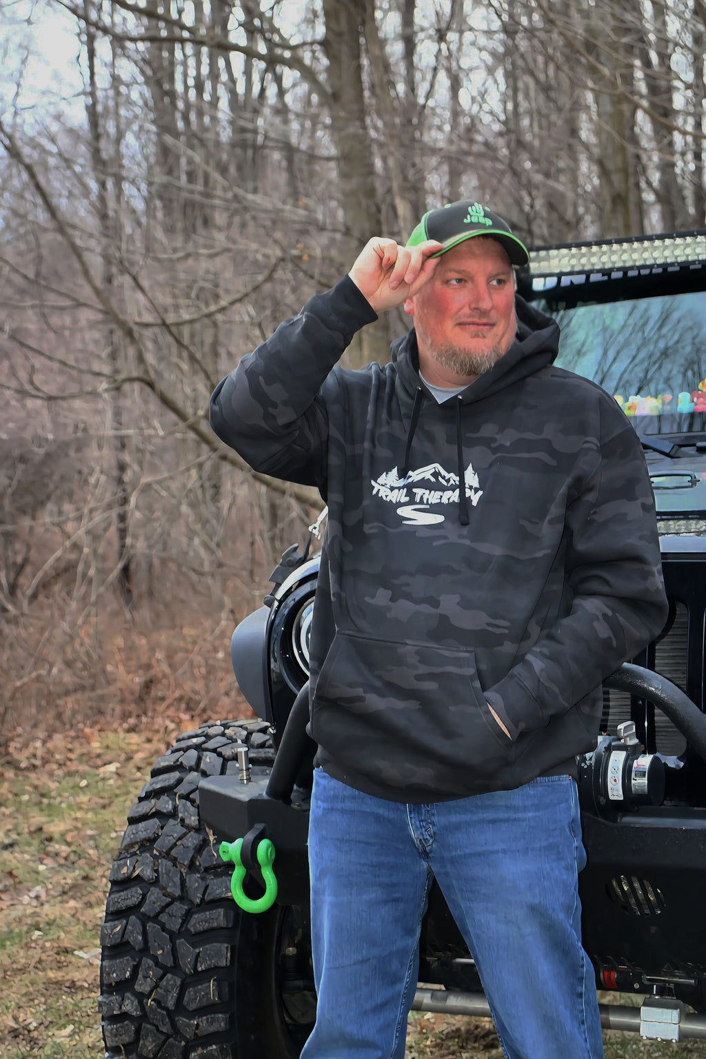 Trail Therapy Hoodie | Black Camo - Embroidered Heavyweight