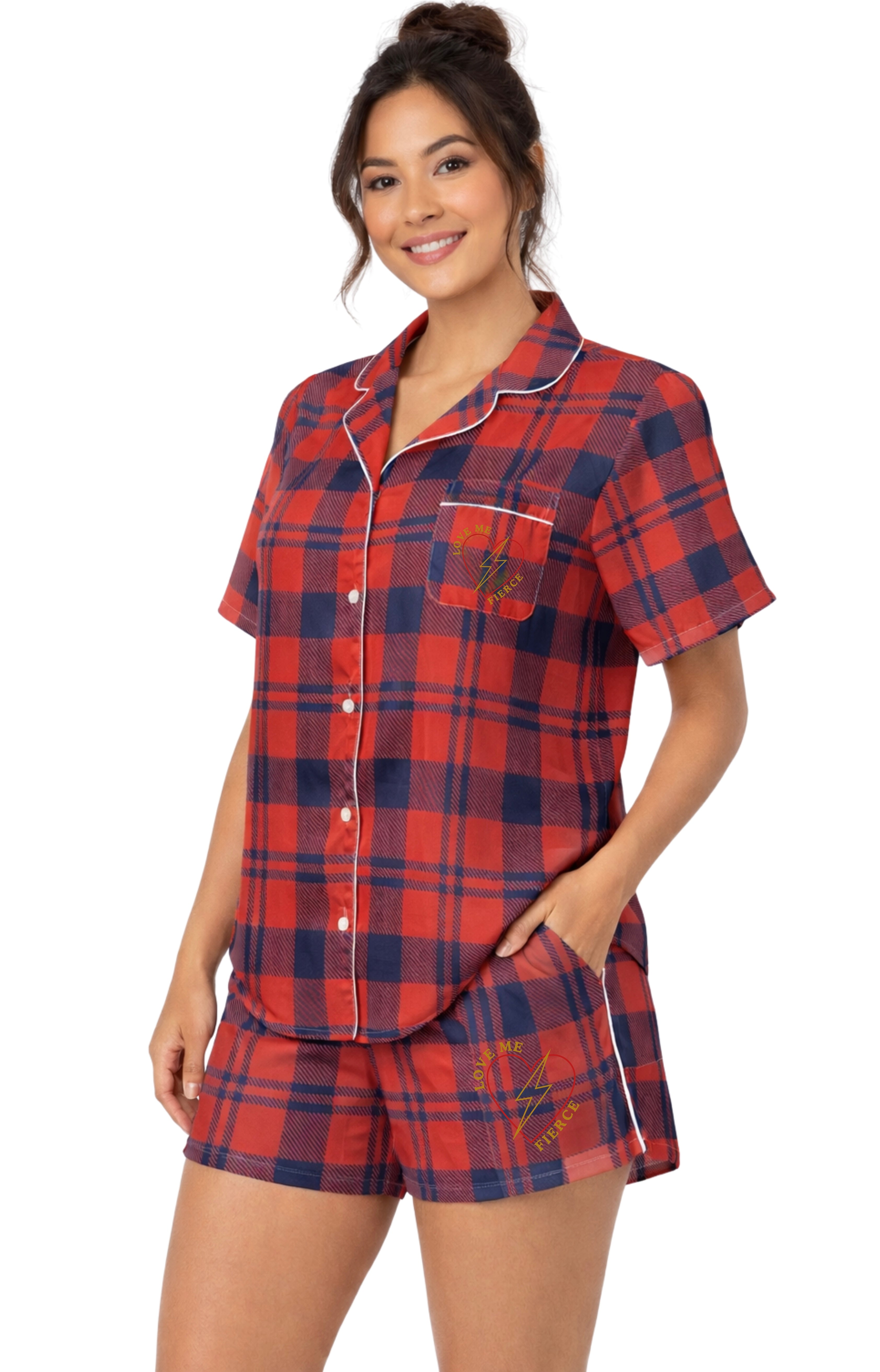 PAJAMA TOP-PLAID