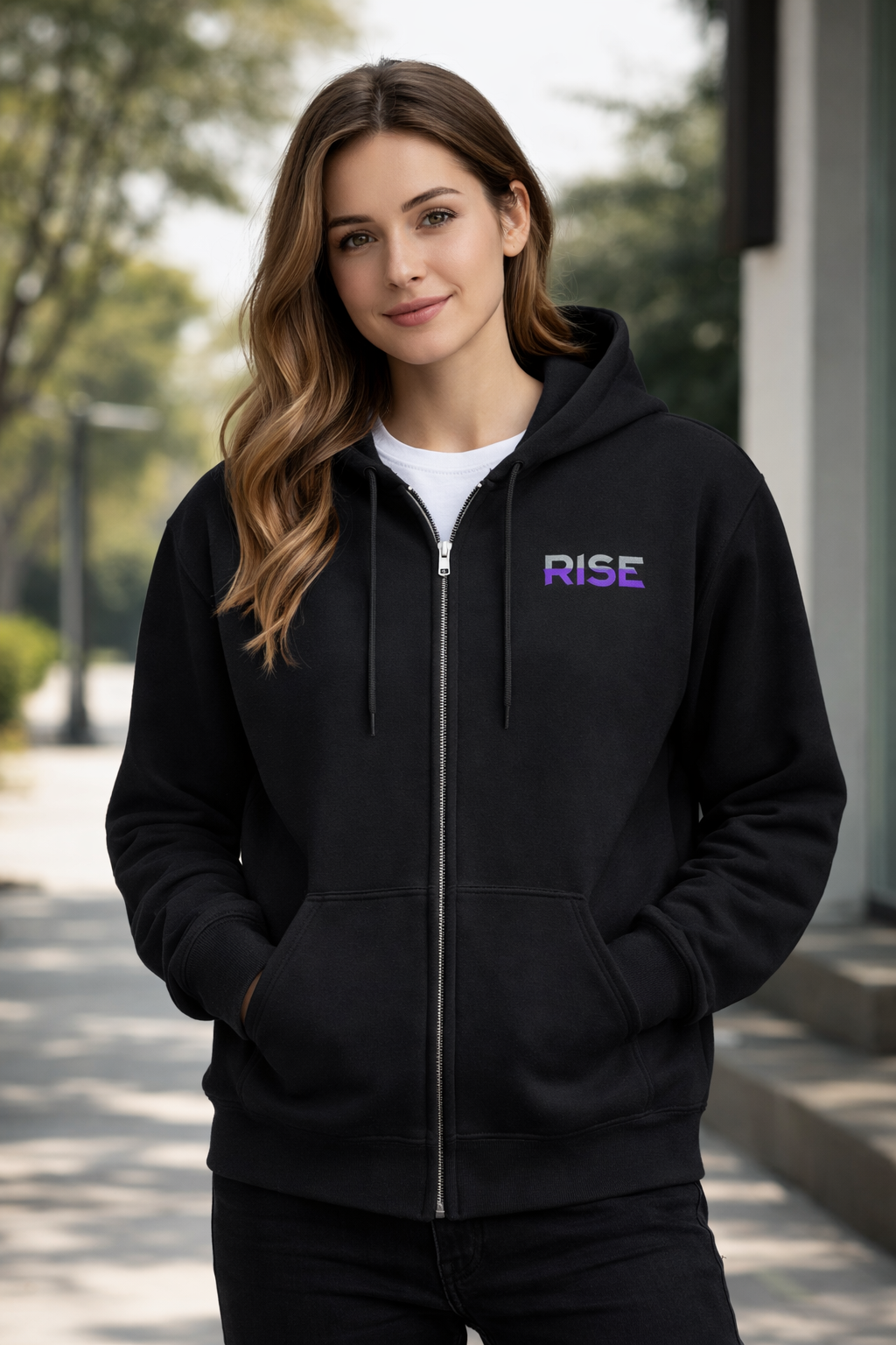 Rise Zip Up Hoodie - Embroidered