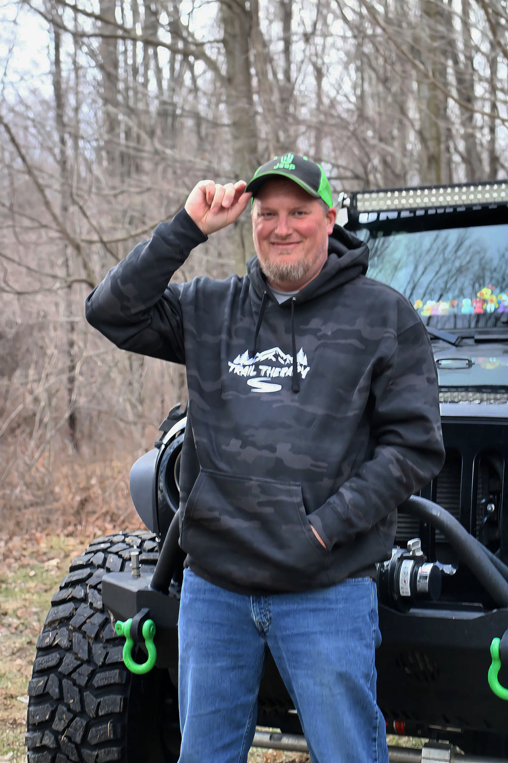 Trail Therapy Hoodie | Black Camo - Embroidered Heavyweight