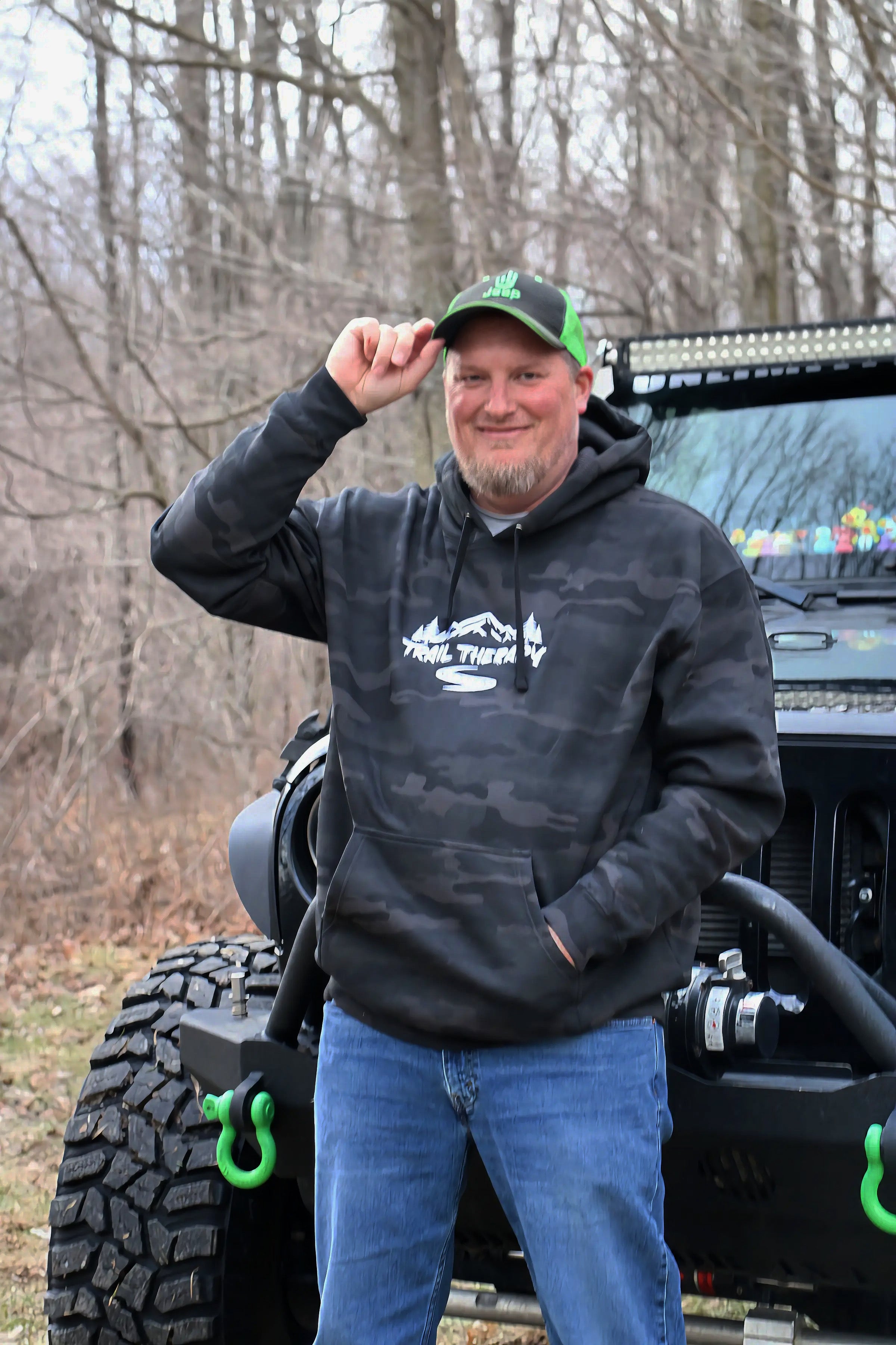 Trail Therapy Hoodie | Black Camo - Embroidered Heavyweight
