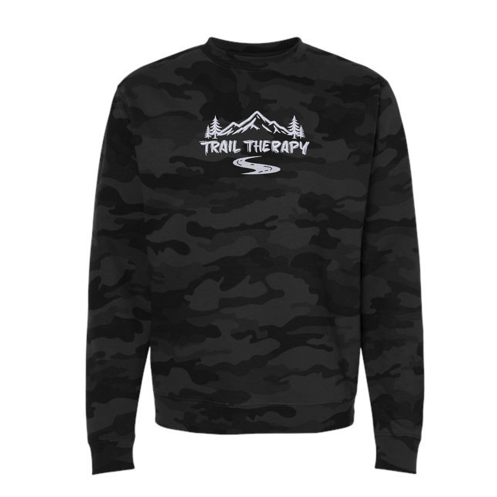 Trail Therapy Crewneck | Black Camo | Embroidered Midweight