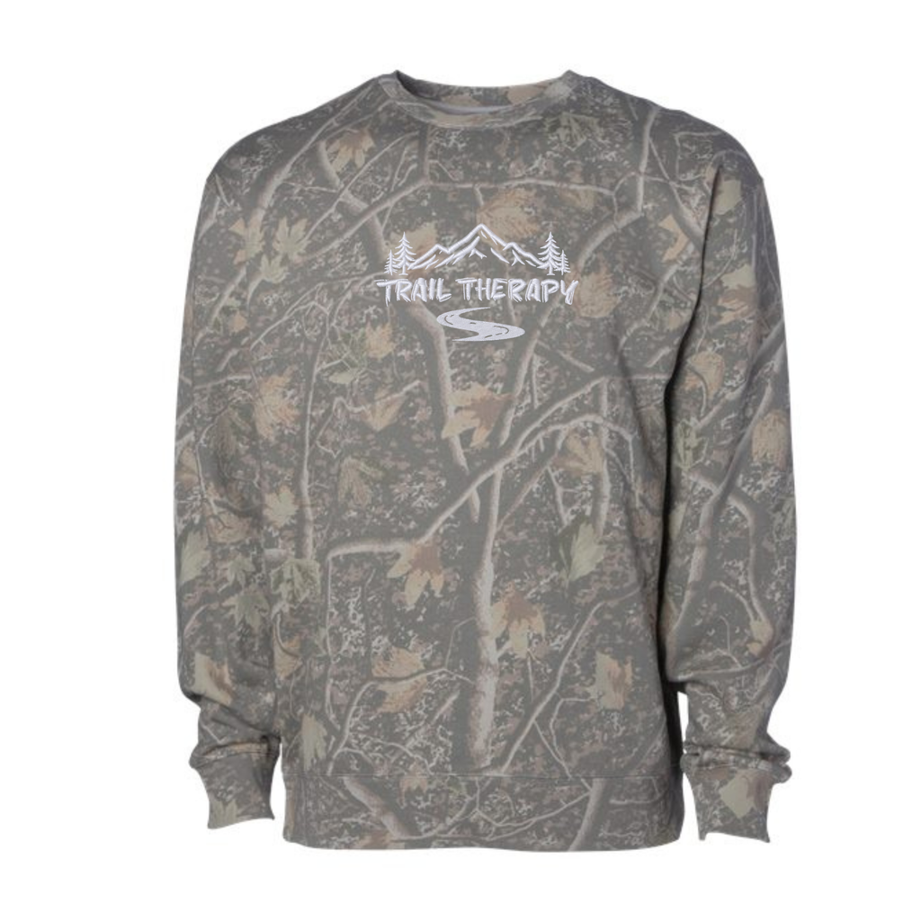 Trail Therapy Crewneck | Tree wood Camo | Embroidered Midweight