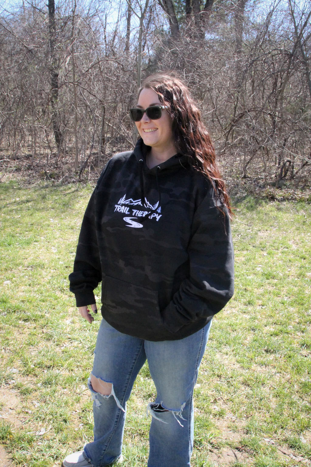 Trail Therapy Hoodie | Black Camo - Embroidered Heavyweight