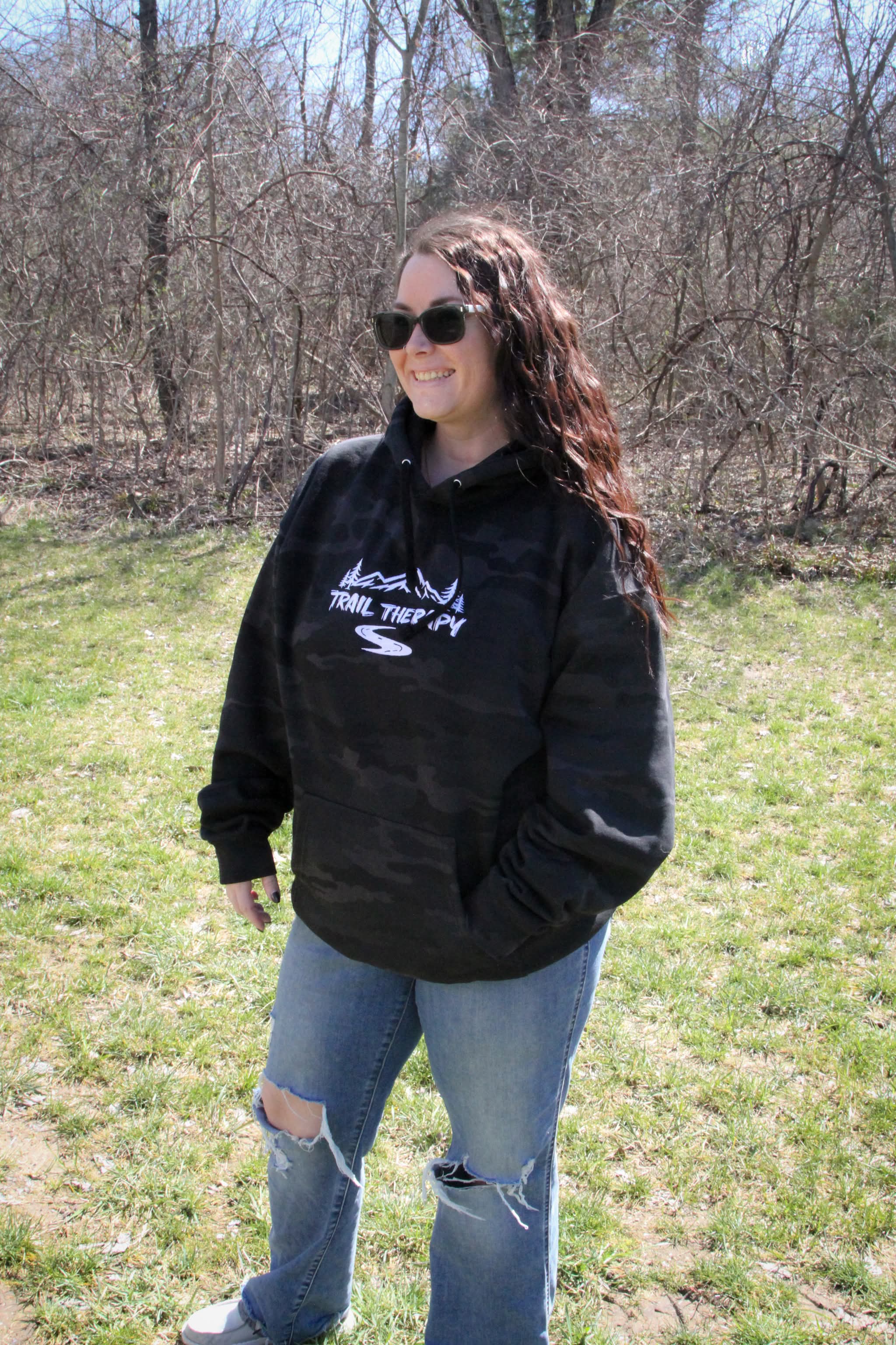 Trail Therapy Hoodie | Black Camo - Embroidered Heavyweight