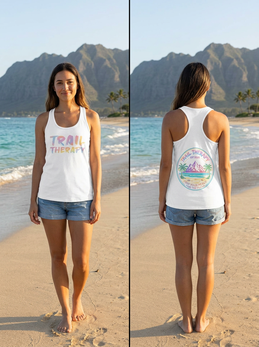 Women’s Racer Tank Top | Trail Therapy | Beach