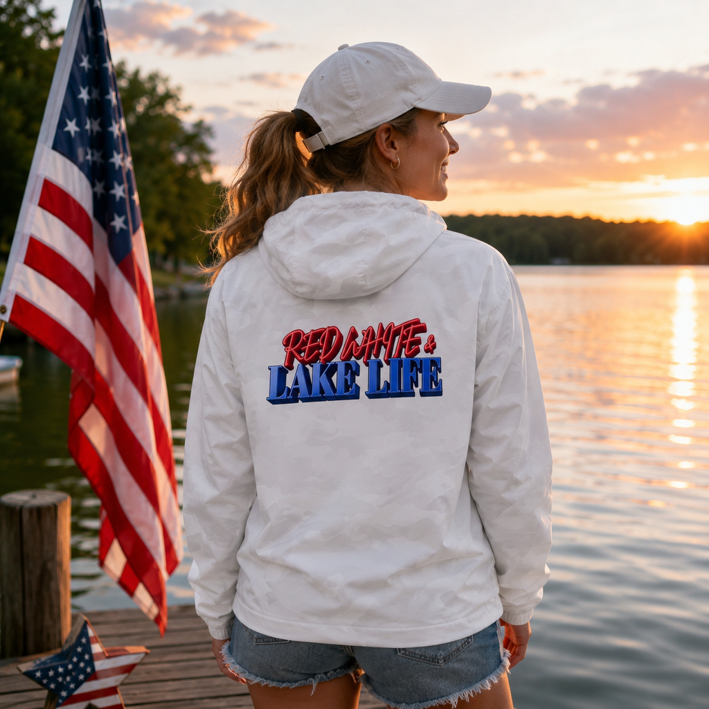 WINDBREAKER | RED WHITE AND LAKE LIFE | WHITE CAMO