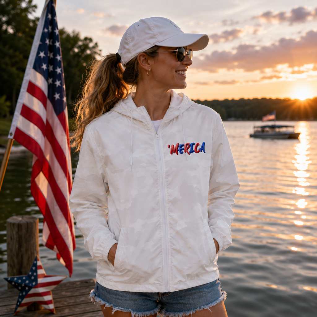 WINDBREAKER | RED WHITE AND LAKE LIFE | WHITE CAMO