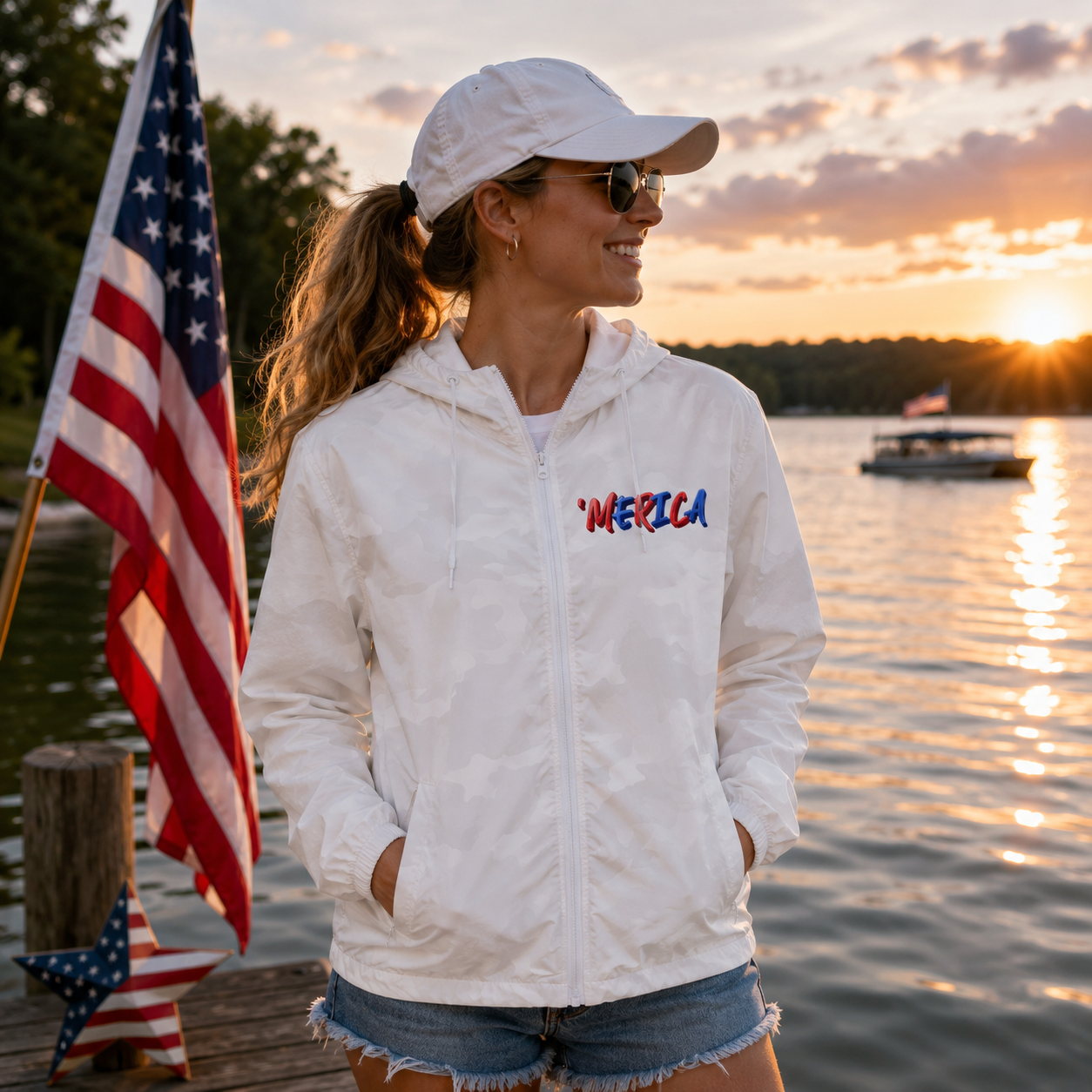 WINDBREAKER | RED WHITE AND LAKE LIFE | WHITE CAMO