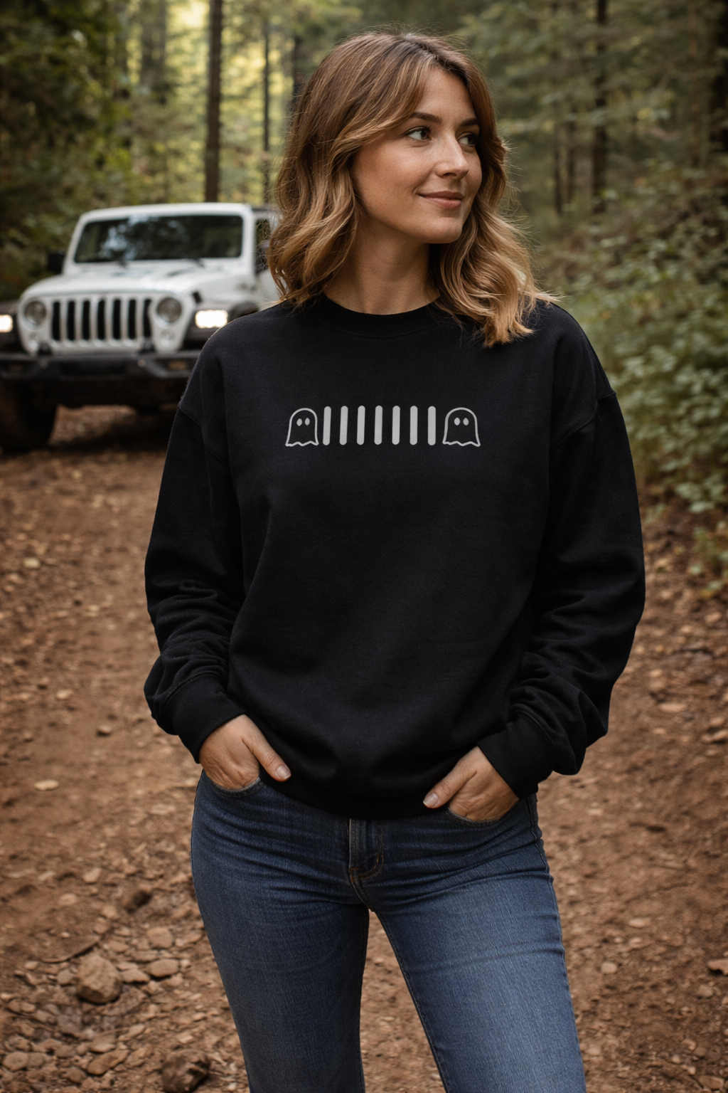 Embroidered Jeep Grille Ghost Crewneck