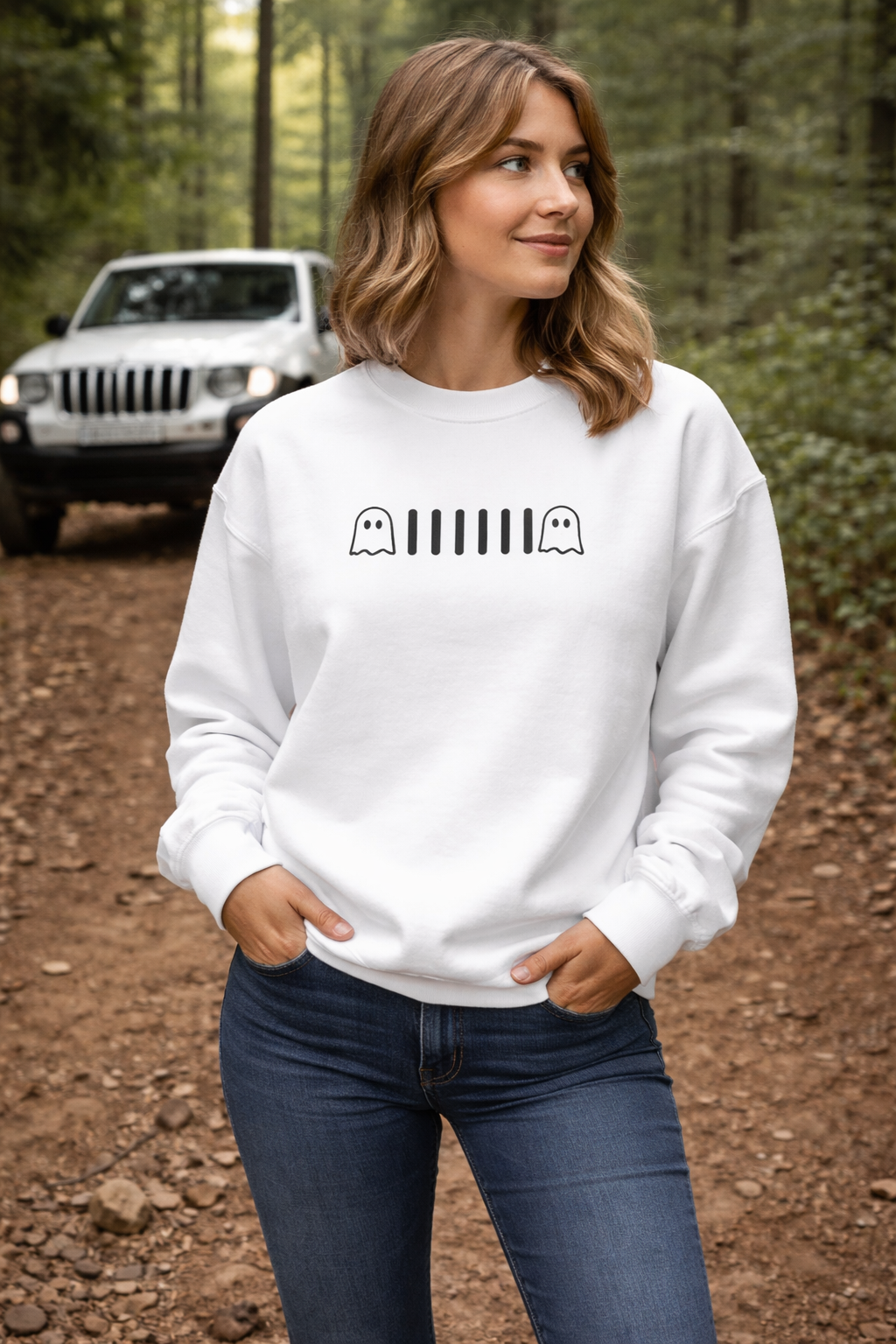 Embroidered Jeep Grille Ghost Crewneck