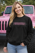 Embroidered Breast Cancer Ribbon Jeep Grille Crewneck