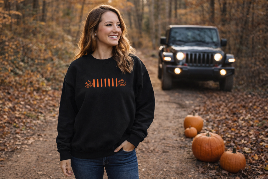 Embroidered Pumpkin Head Crewneck