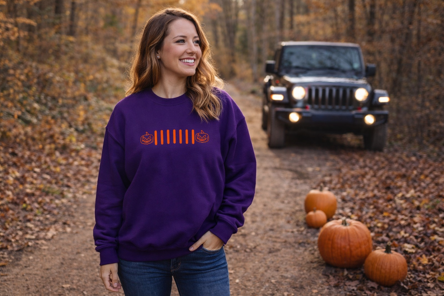 Embroidered Pumpkin Head Crewneck